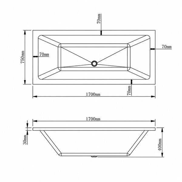 Ванна VBI CIVETTA 170 x 75 вбудована VBI-071517 фото