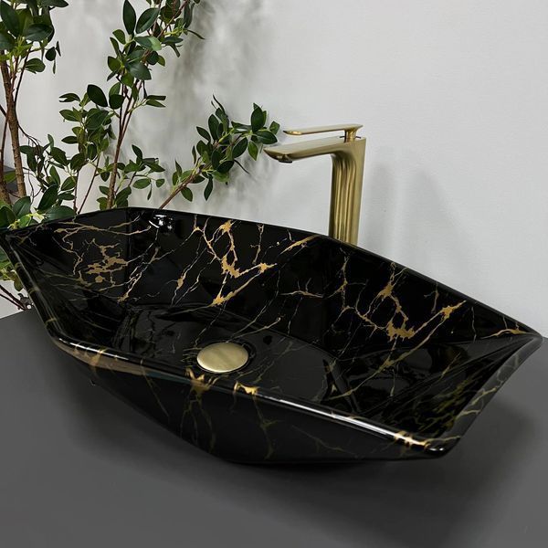 Умывальник (раковина) VBI VENEZIA MARBLE BLACK GLOSSY накладной VBI-012405 фото