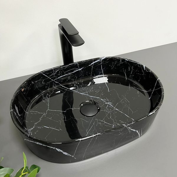 Умивальник (раковина) VBI VERONA 50 BLACK MARMO GLOSSY накладний VBI-011314 фото