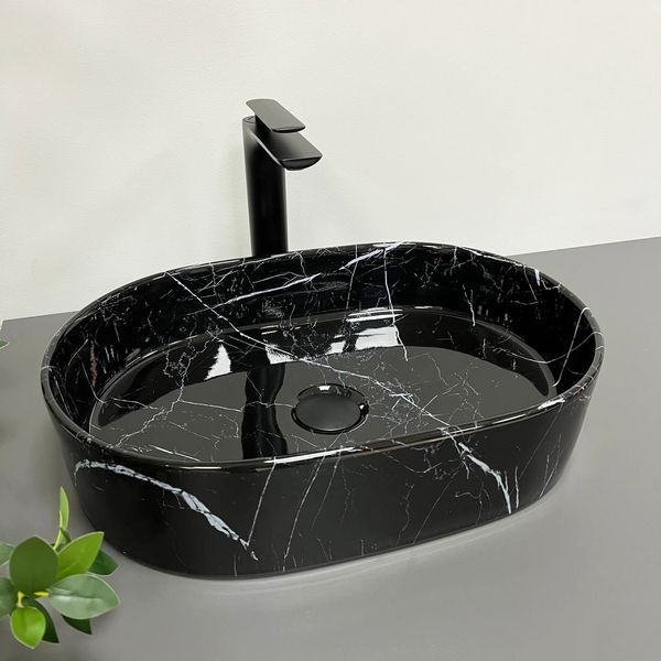 Умивальник (раковина) VBI VERONA 50 BLACK MARMO GLOSSY накладний VBI-011314 фото