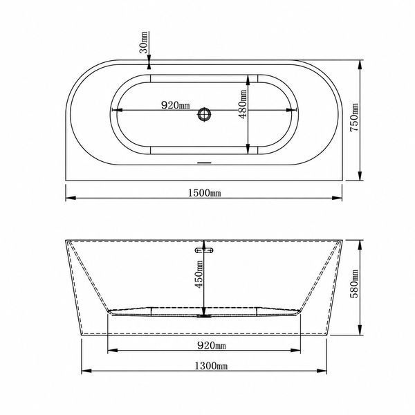 Ванна VBI CAVALLINO 150 &times; 75 пристінна VBI-071415 фото