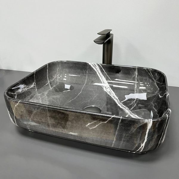Умывальник (раковина) VBI PALERMO DARK GREY AGATE GLOSSY накладной VBI-012304 фото