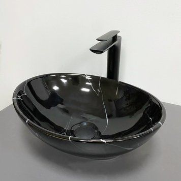 Умивальник (раковина) VBI PARMA BLACK MARMO GLOSSY накладний VBI-011023 фото