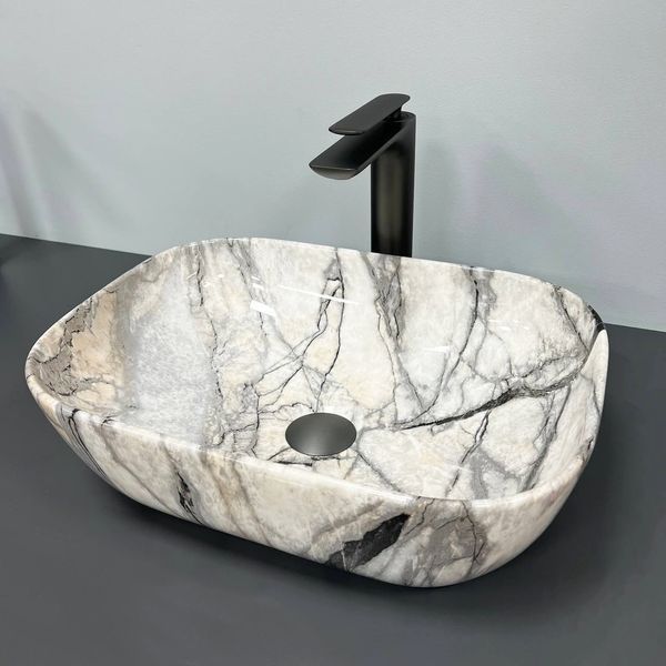 Умывальник (раковина) VBI RAVENNA LIGHT GREY ONYX GLOSSY накладной VBI-011213 фото