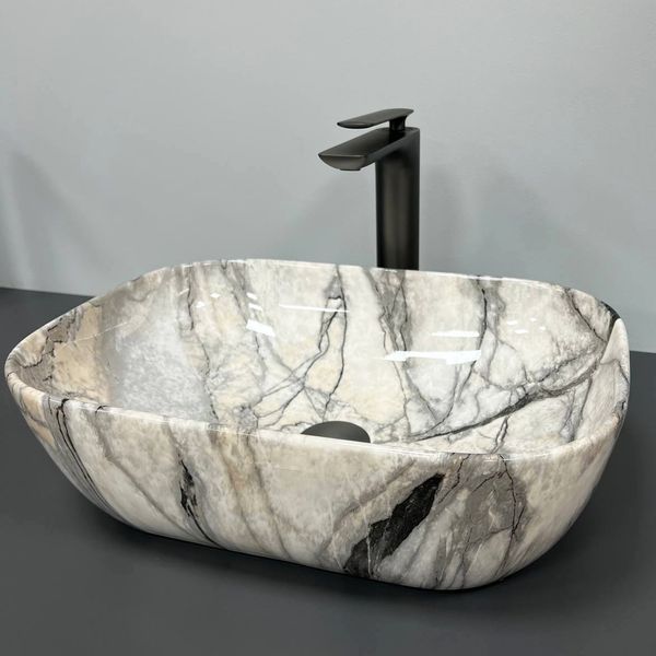 Умывальник (раковина) VBI RAVENNA LIGHT GREY ONYX GLOSSY накладной VBI-011213 фото