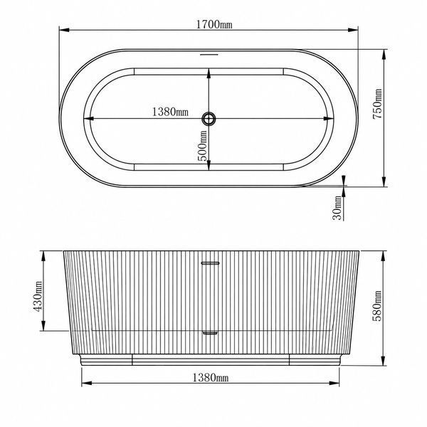Ванна VBI LEVANNA 170 x 75 окремостояча VBI-071217 фото
