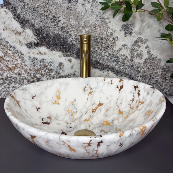 Умывальник (раковина) VBI PARMA MARBLE WHITE GLOSSY накладной VBI-011030 фото