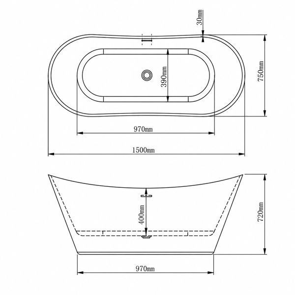 Ванна VBI MARMOLADA 150 x 75 окремостояча VBI-070215 фото