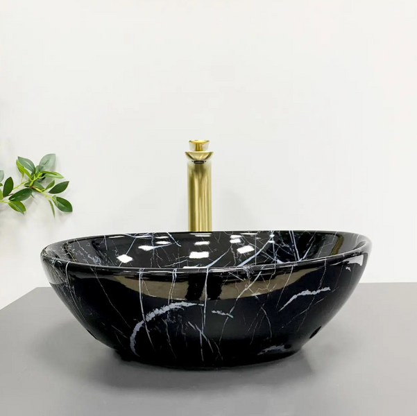 Умивальник (раковина) VBI PARMA BLACK STONE GLOSSY накладний VBI-011014 фото