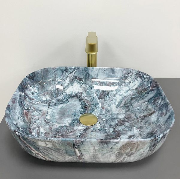Умивальник (раковина) VBI BERGAMO BLUE TOURMALINE GLOSSY накладний VBI-012504 фото