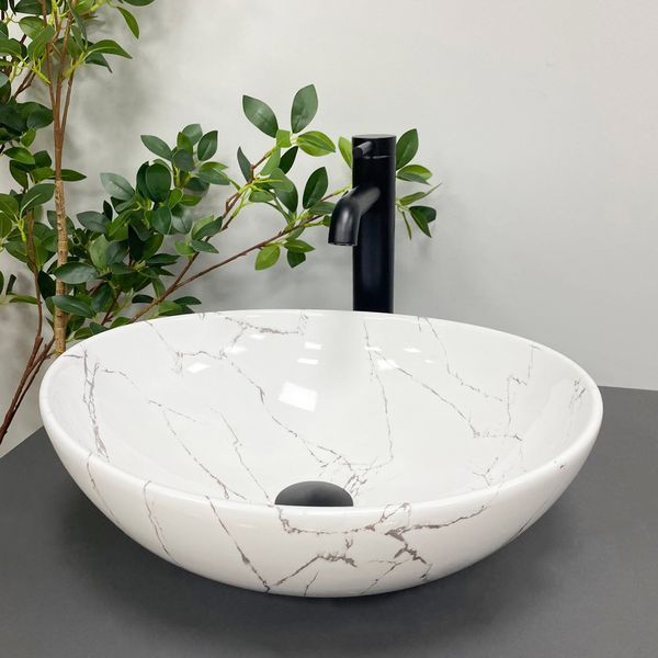 Умывальник (раковина) VBI PARMA WHITE STONE GLOSSY накладной VBI-011017 фото