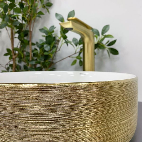 Умывальник (раковина) VBI PRATO BRUSH GOLD WHITE накладной VBI-011408 фото