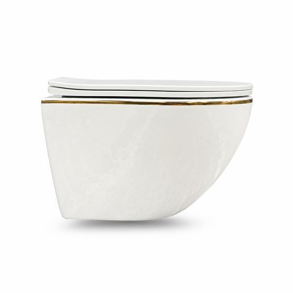 Подвесной унитаз VBI VULCANO WHITE GOLD EDGE VBI-020402 фото