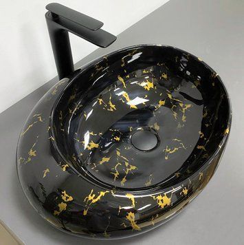 Умивальник (раковина) VBI RICCIA BLACK MARMO GLOSSY накладний VBI-017201 фото