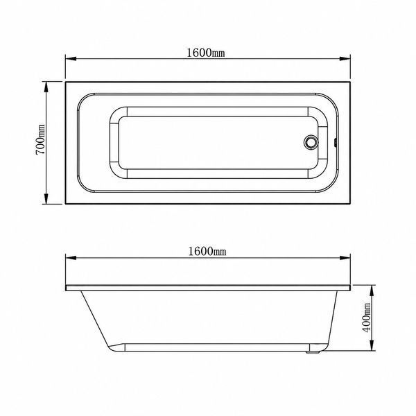 Комплект: вбудована ванна VBI GRAPPA 160x70 + сифон CHROME + ніжки VBI-071616KIT фото