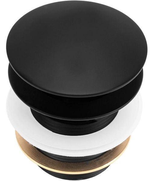 Донный клапан для ванны VBI BLACK click-clack универсальный VBI-059001BL фото