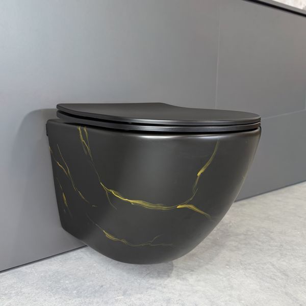 Підвісний унітаз VBI VULCANO BLACK MARBLE MATT VBI-020418 фото