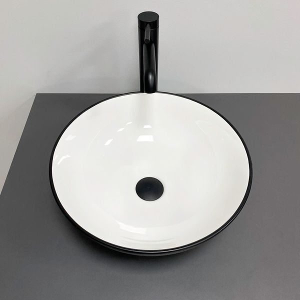 Умывальник (раковина) VBI AMALFI BLACK WHITE накладной VBI-013401 фото