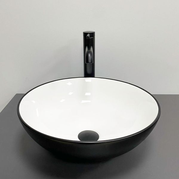 Умывальник (раковина) VBI AMALFI BLACK WHITE накладной VBI-013401 фото