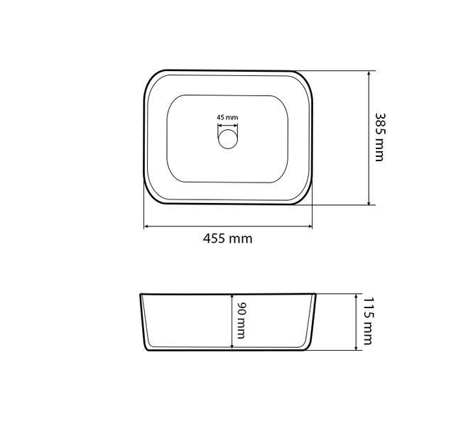 Умивальник (раковина) VBI VESTONE 45 WHITE накладний VBI-017000 фото
