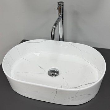 Умивальник (раковина) VBI VERONA 50 MARBLE WHITE GLOSSY накладний VBI-011330 фото