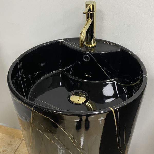 Умивальник (раковина) VBI BOLONIA M BLACK MARBLE підлоговий VBI-019026 фото