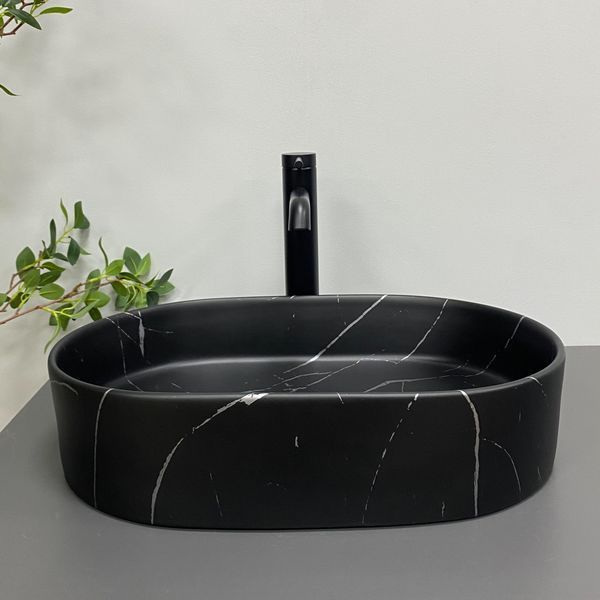 Умивальник (раковина) VBI VERONA 50 BLACK MARMO MATT накладний VBI-011328 фото