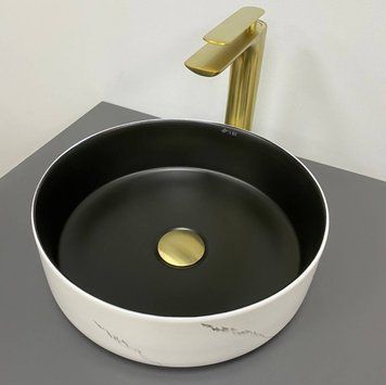 Умивальник (раковина) VBI PRATO WHITE BLACK MARBLE MATT накладний VBI-011409 фото
