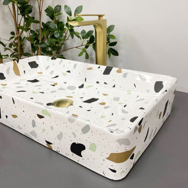 Умивальник (раковина) VBI TRIEST TERAZZO GLOSSY накладний VBI-012706 фото