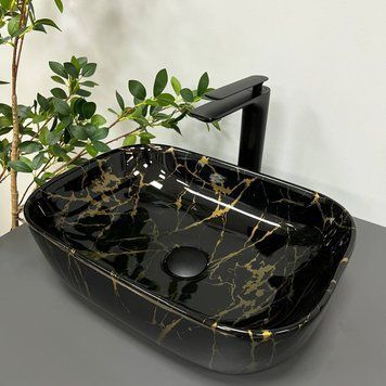 Умивальник (раковина) VBI RAVENNA MARBLE BLACK GLOSSY накладний VBI-011207 фото
