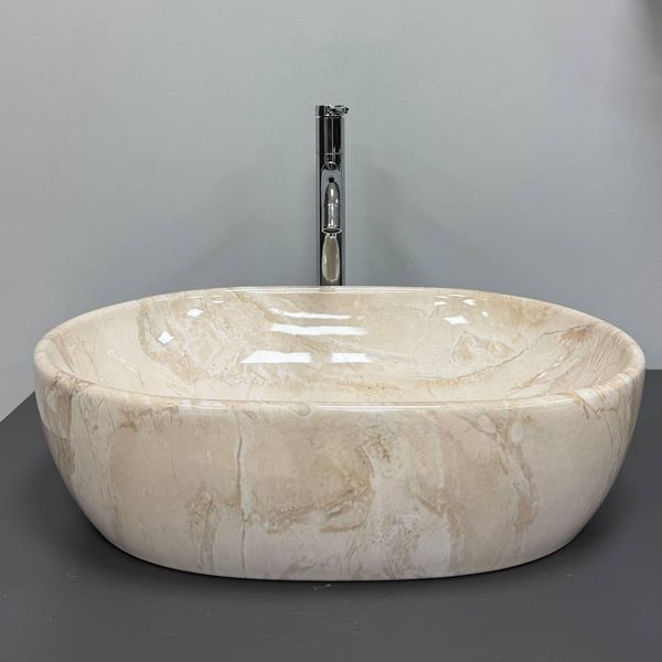 Умивальник (раковина) VBI MODENA S BEIGE STONE GLOSSY накладний VBI-012007 фото
