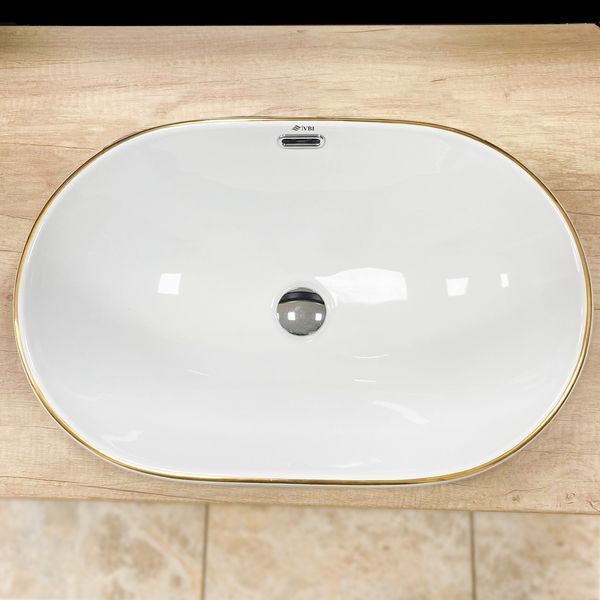 Умывальник (раковина) VBI GAETA WHITE GOLD EDGE врезной VBI-018032 фото