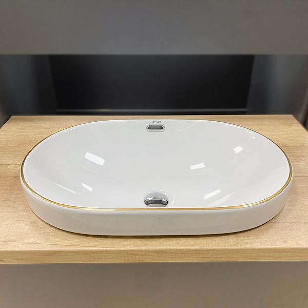 Умывальник (раковина) VBI GAETA WHITE GOLD EDGE врезной VBI-018032 фото