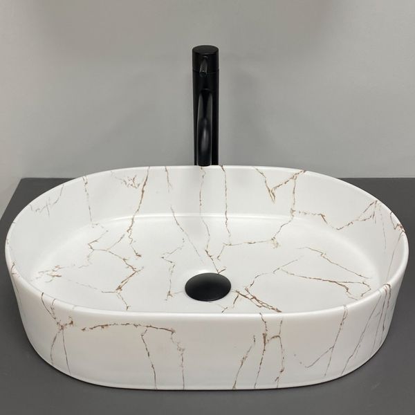 Умивальник (раковина) VBI VERONA 50 GOLD MARMO GLOSSY накладний VBI-011329 фото