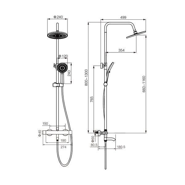 Душевой гарнитур VBI MILANO NICKEL с термостатом и изливом VBI-050111NI фото