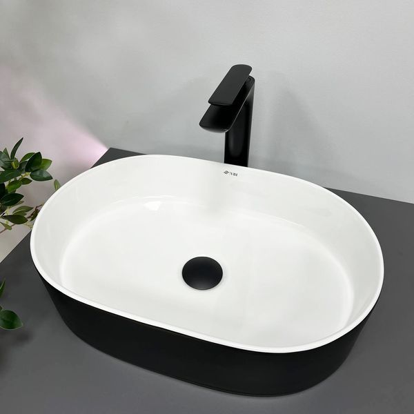 Умивальник (раковина) VBI VERONA 50 BLACK WHITE накладний VBI-011309 фото