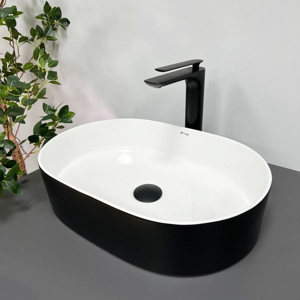 Умивальник (раковина) VBI VERONA 50 BLACK WHITE накладний VBI-011309 фото