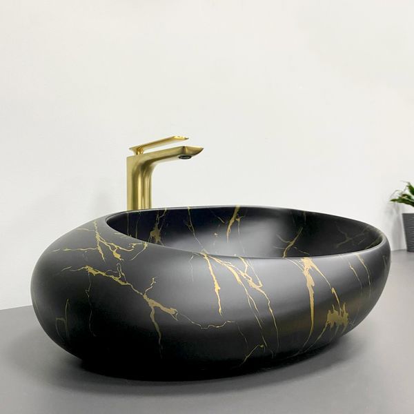 Умивальник (раковина) VBI VALIANO MARBLE BLACK MATT накладний VBI-016101 фото
