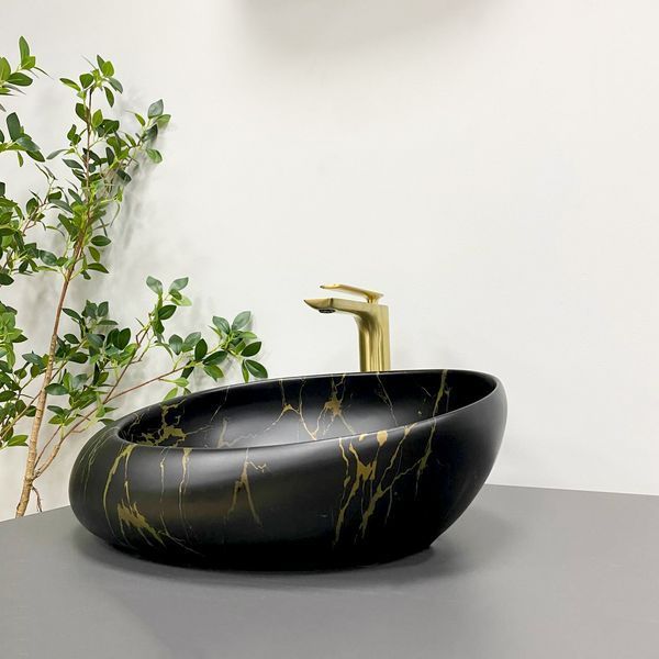 Умивальник (раковина) VBI VALIANO MARBLE BLACK MATT накладний VBI-016101 фото