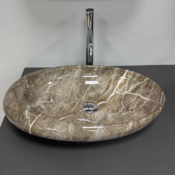 Умывальник (раковина) VBI VICENZA M BROWN STONE GLOSSY накладной VBI-014805 фото