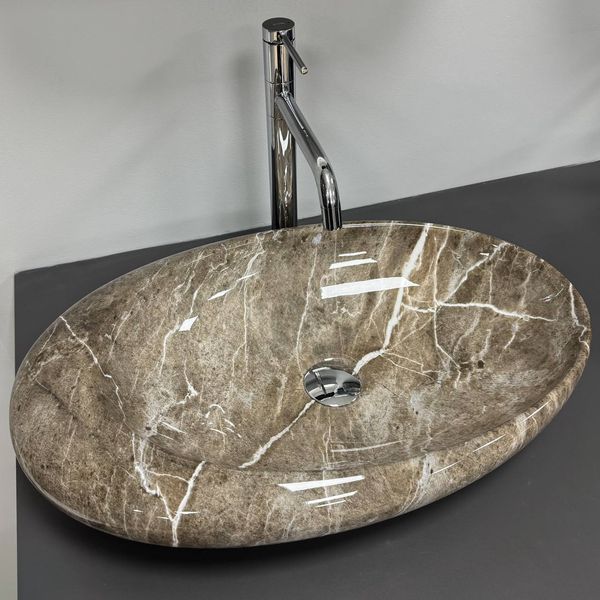 Умывальник (раковина) VBI VICENZA M BROWN STONE GLOSSY накладной VBI-014805 фото