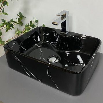 Умивальник (раковина) VBI FORLI BLACK MARMO GLOSSY накладний VBI-011107 фото