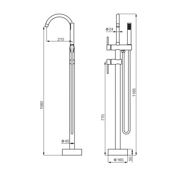Змішувач для ванни VBI MILANO GRAPHITE підлоговий VBI-050108GR фото